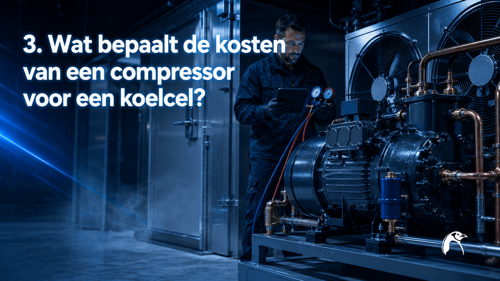 Wat bepaalt de kosten van een compressor voor een koelcel?