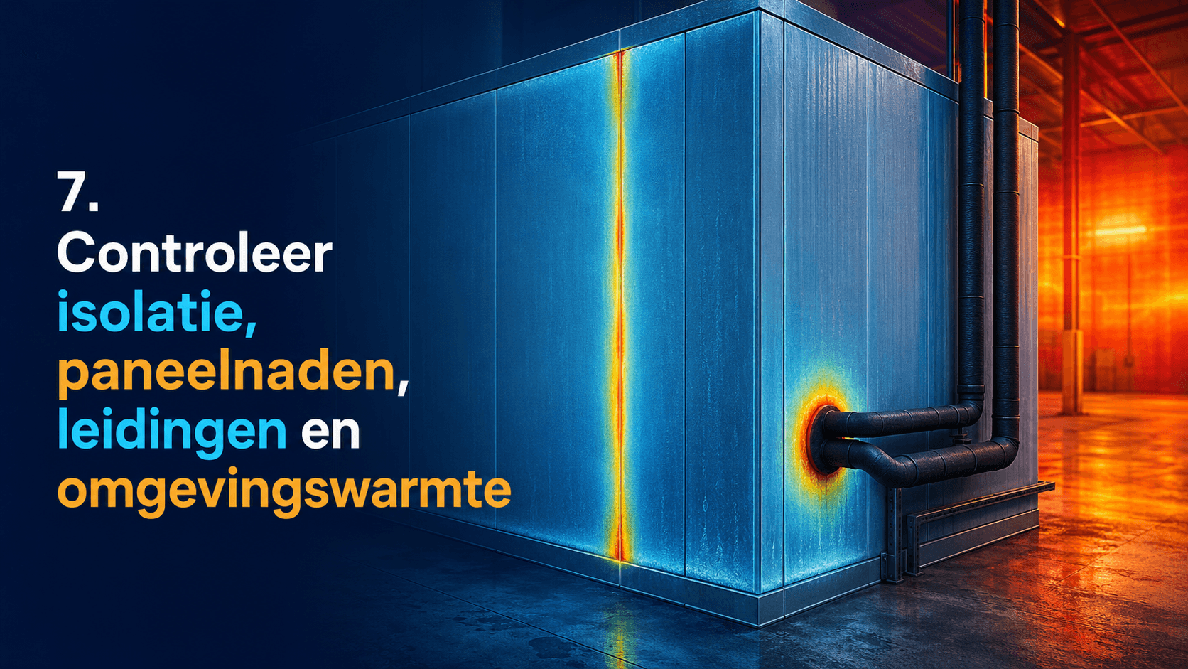 Controleer isolatie, paneelnaden, leidingen en omgevingswarmte
