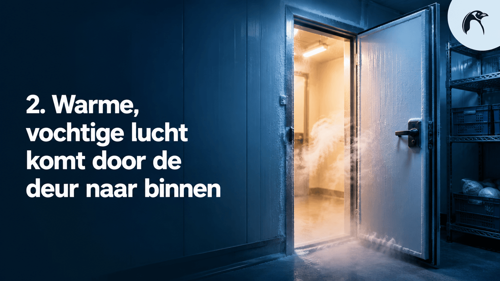 Warme, vochtige lucht komt door de deur naar binnen