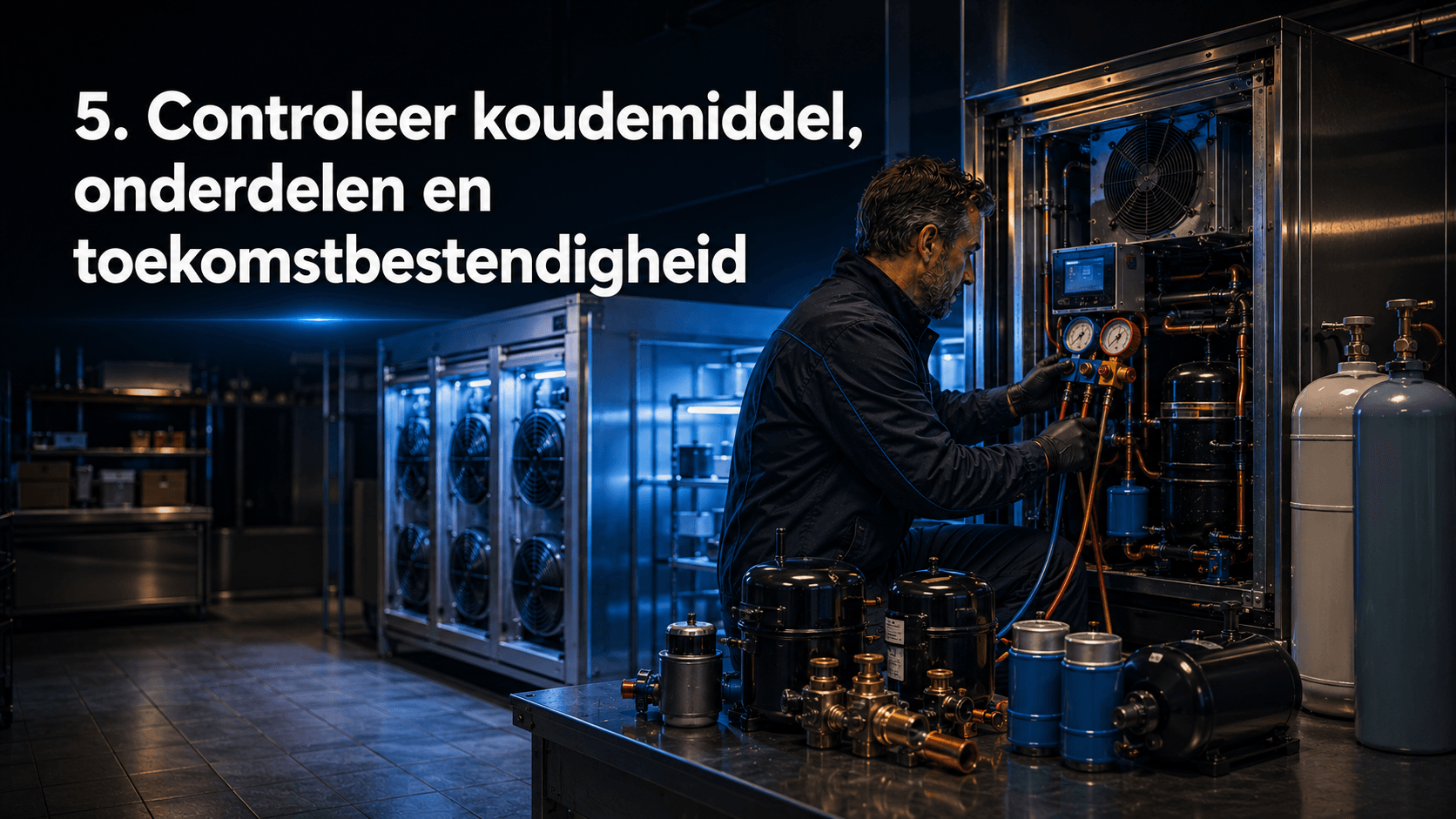 Controleer koudemiddel, onderdelen en toekomstbestendigheid