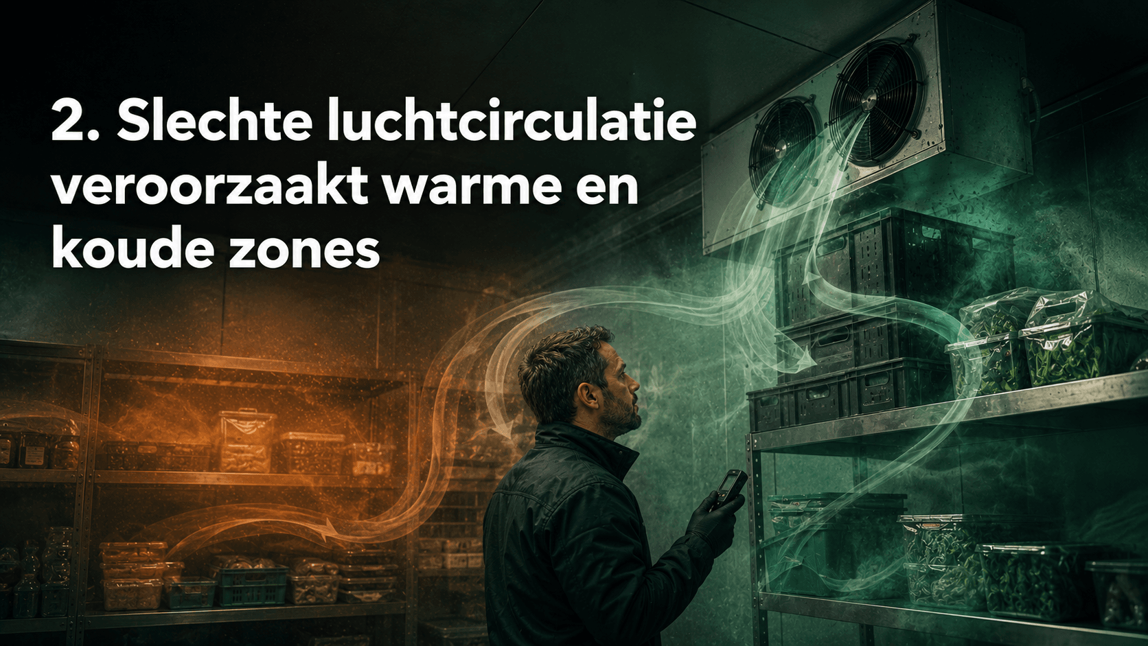 Slechte luchtcirculatie veroorzaakt warme en koude zones