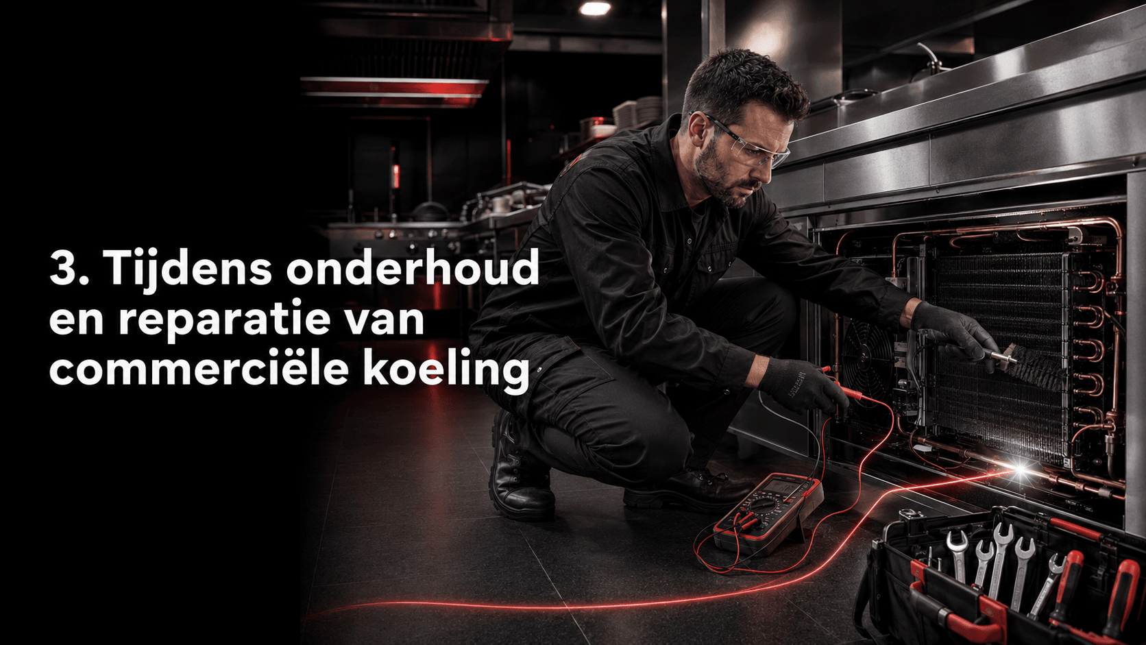 Tijdens onderhoud en reparatie van commerciële koeling