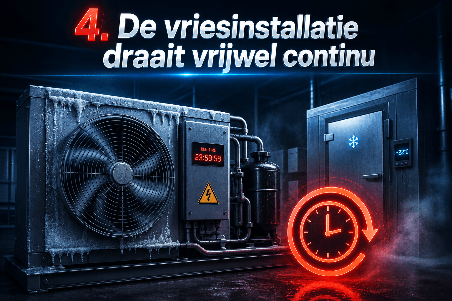 De vriesinstallatie draait vrijwel continu