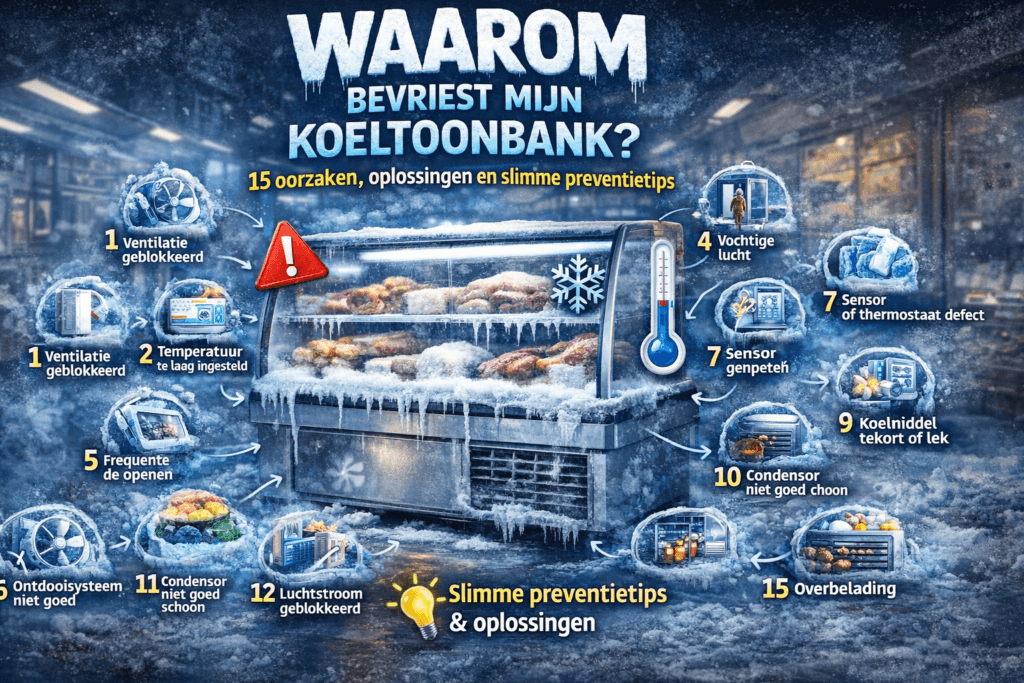 Waarom bevriest mijn koeltoonbank? 15 oorzaken, oplossingen en slimme preventietips