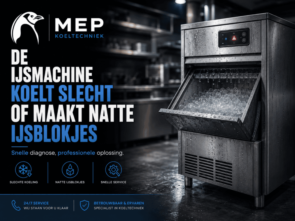 De ijsmachine koelt slecht of maakt natte ijsblokjes