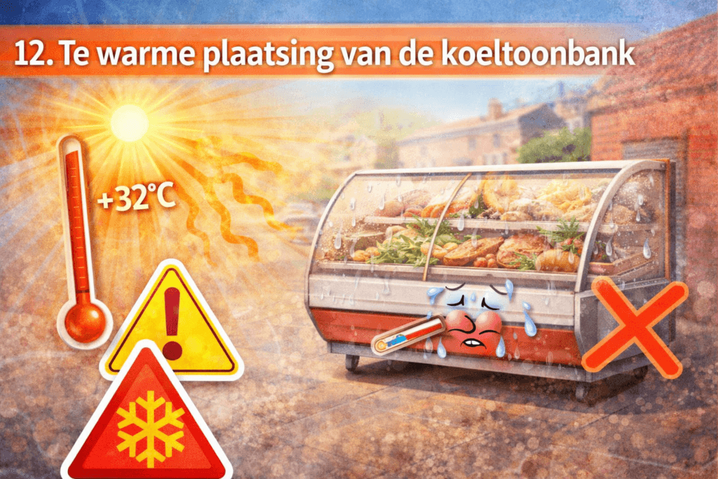 Te warme plaatsing van de koeltoonbank