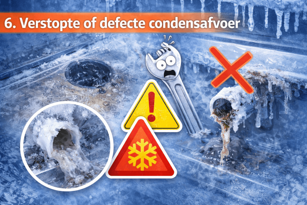Verstopte of defecte condensafvoer