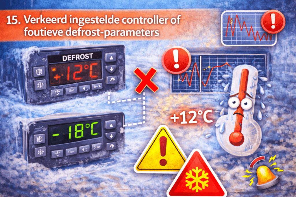 Verkeerd ingestelde controller of foutieve defrost-parameters