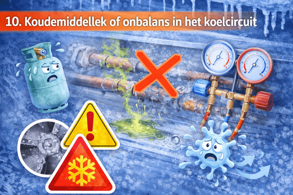 Koudemiddellek of onbalans in het koelcircuit
