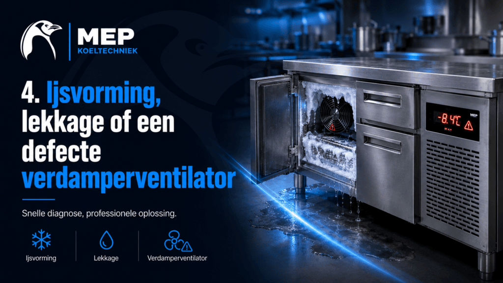 Ijsvorming, lekkage of een defecte verdamperventilator