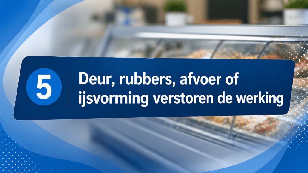 Deur, rubbers, afvoer of ijsvorming verstoren de werking