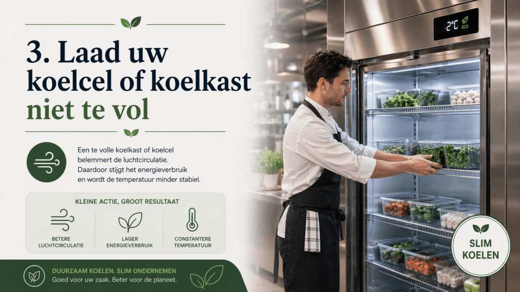  Laad uw koelcel of koelkast niet te vol