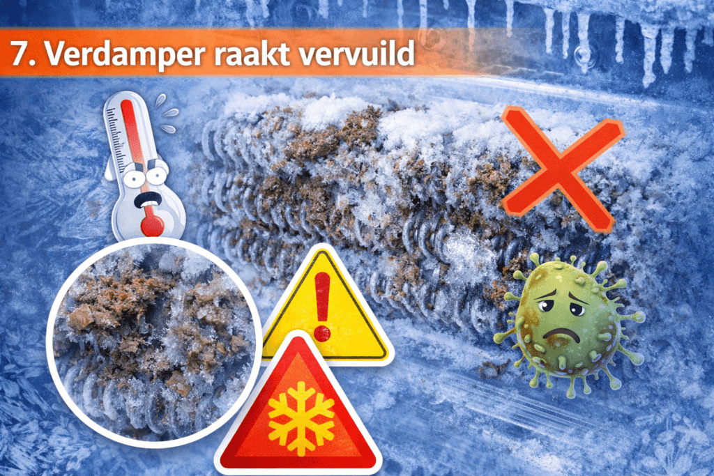Verdamper raakt vervuild