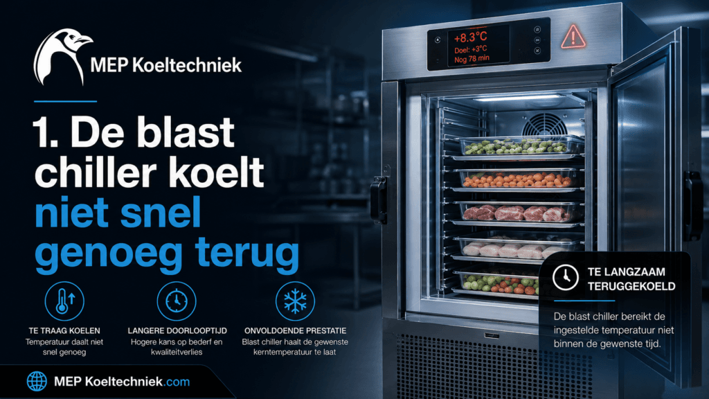 De blast chiller koelt niet snel genoeg terug