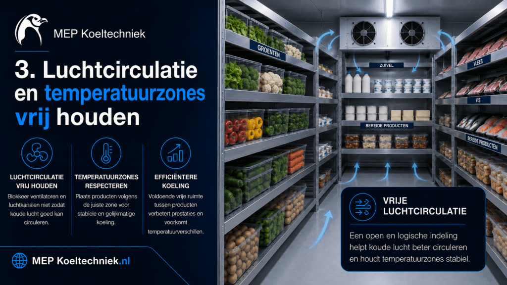 Luchtcirculatie en temperatuurzones vrij houden